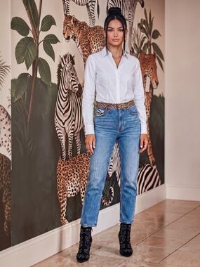 Alice & Olivia Pretty Wild Crop Jeans in Animal Print Size 29